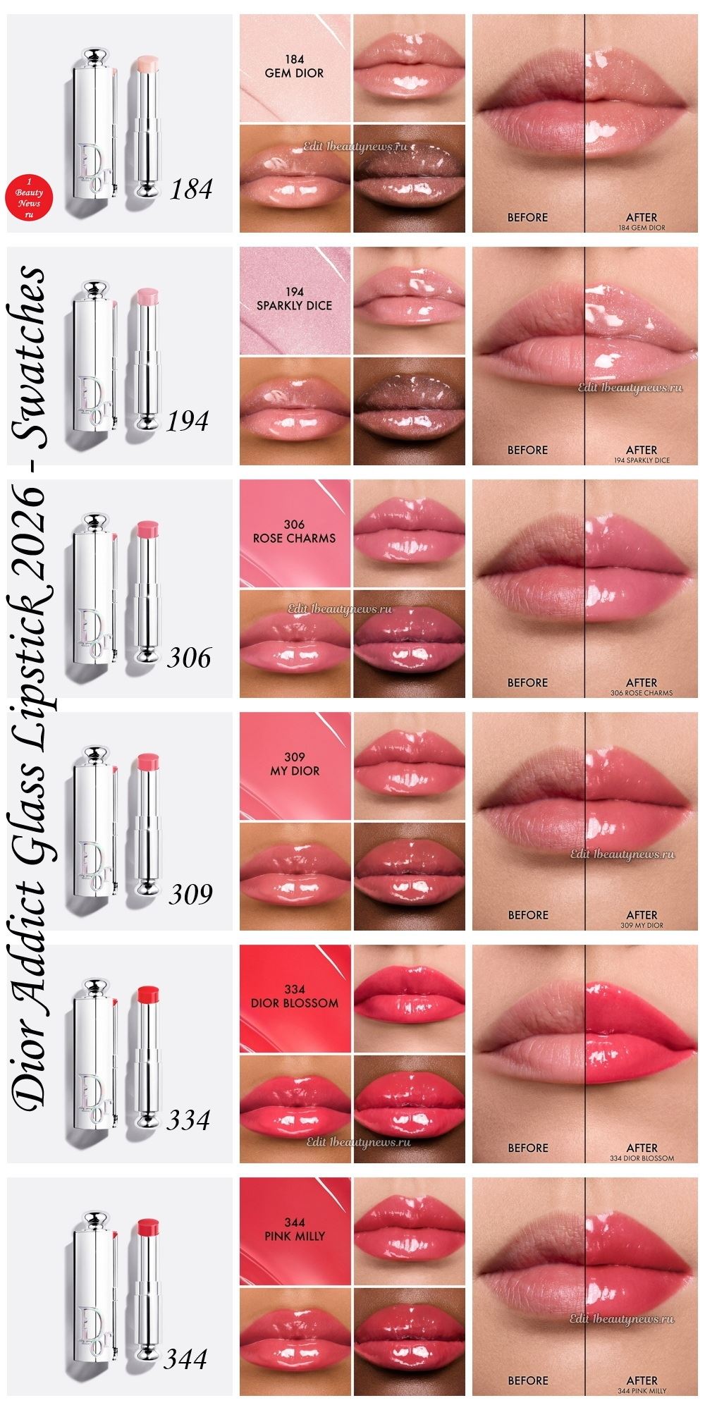 Dior Addict Glass Lipstick 2026 - Swatches