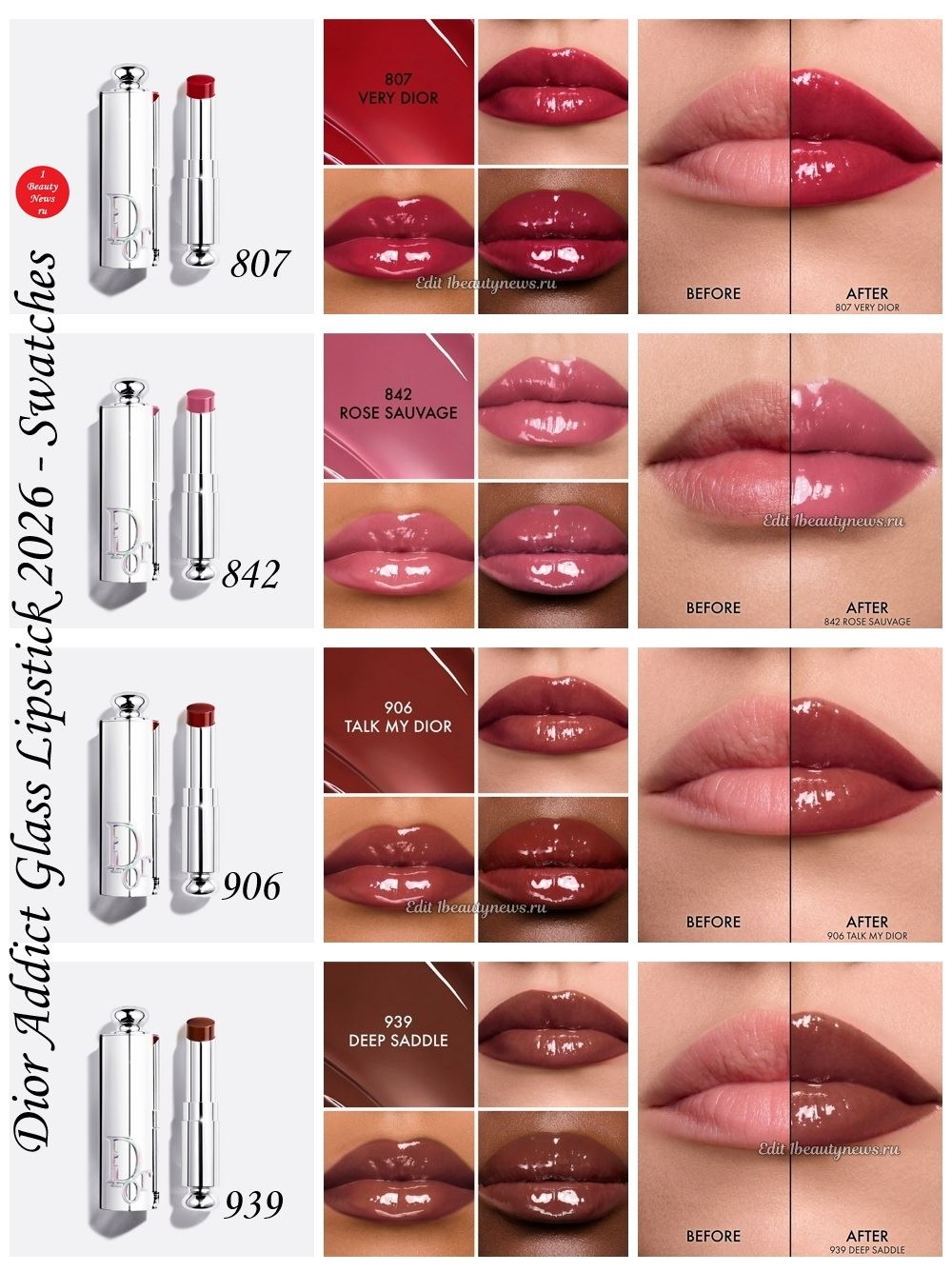 Dior Addict Glass Lipstick 2026 - Swatches