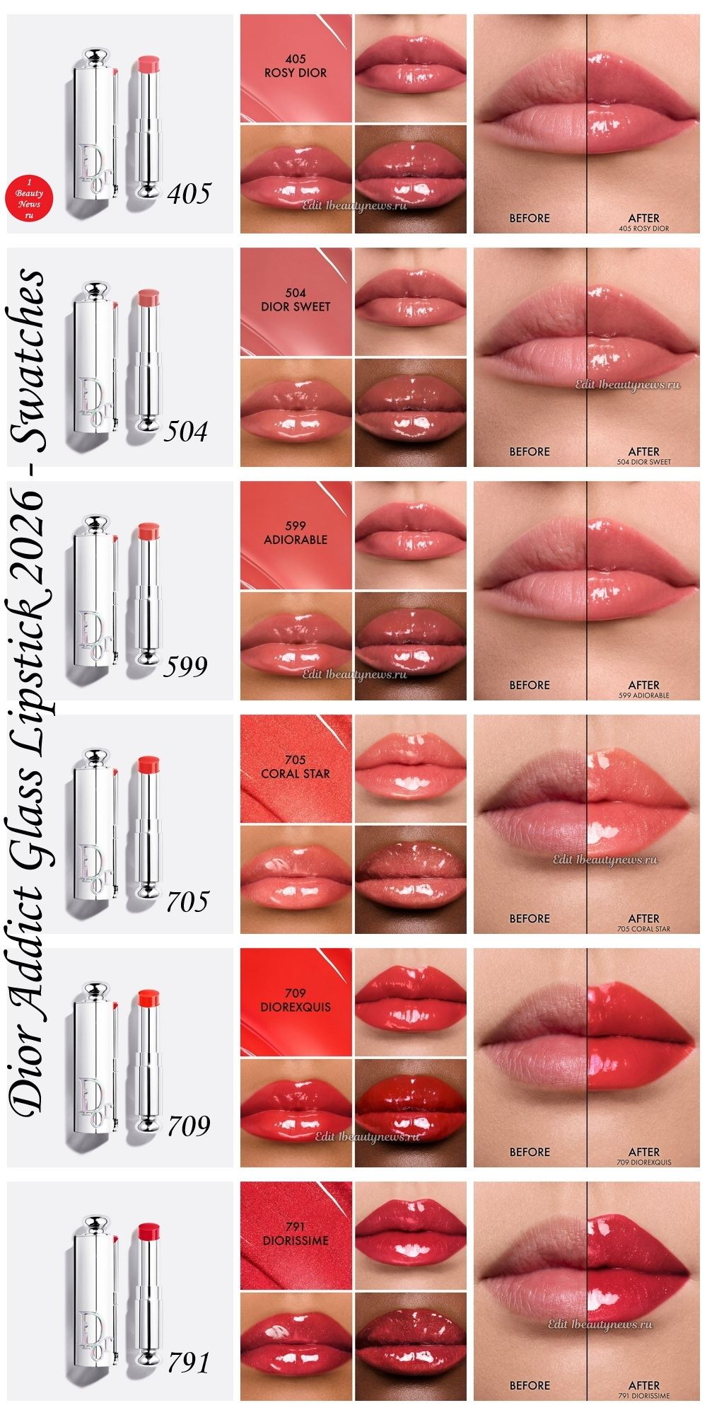 Dior Addict Glass Lipstick 2026 - Swatches